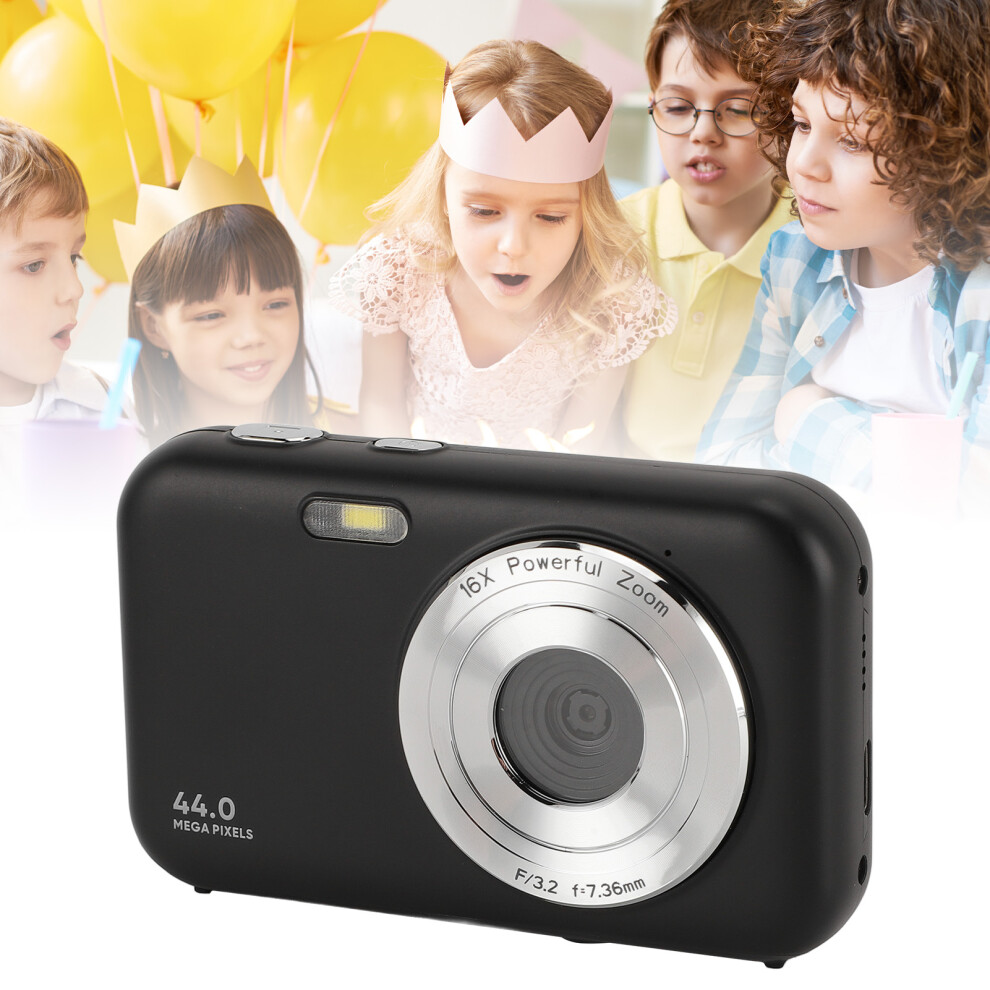 Digital Camera 1080P 44MP 2.4" 16X Zoom Travel Video Camera Black