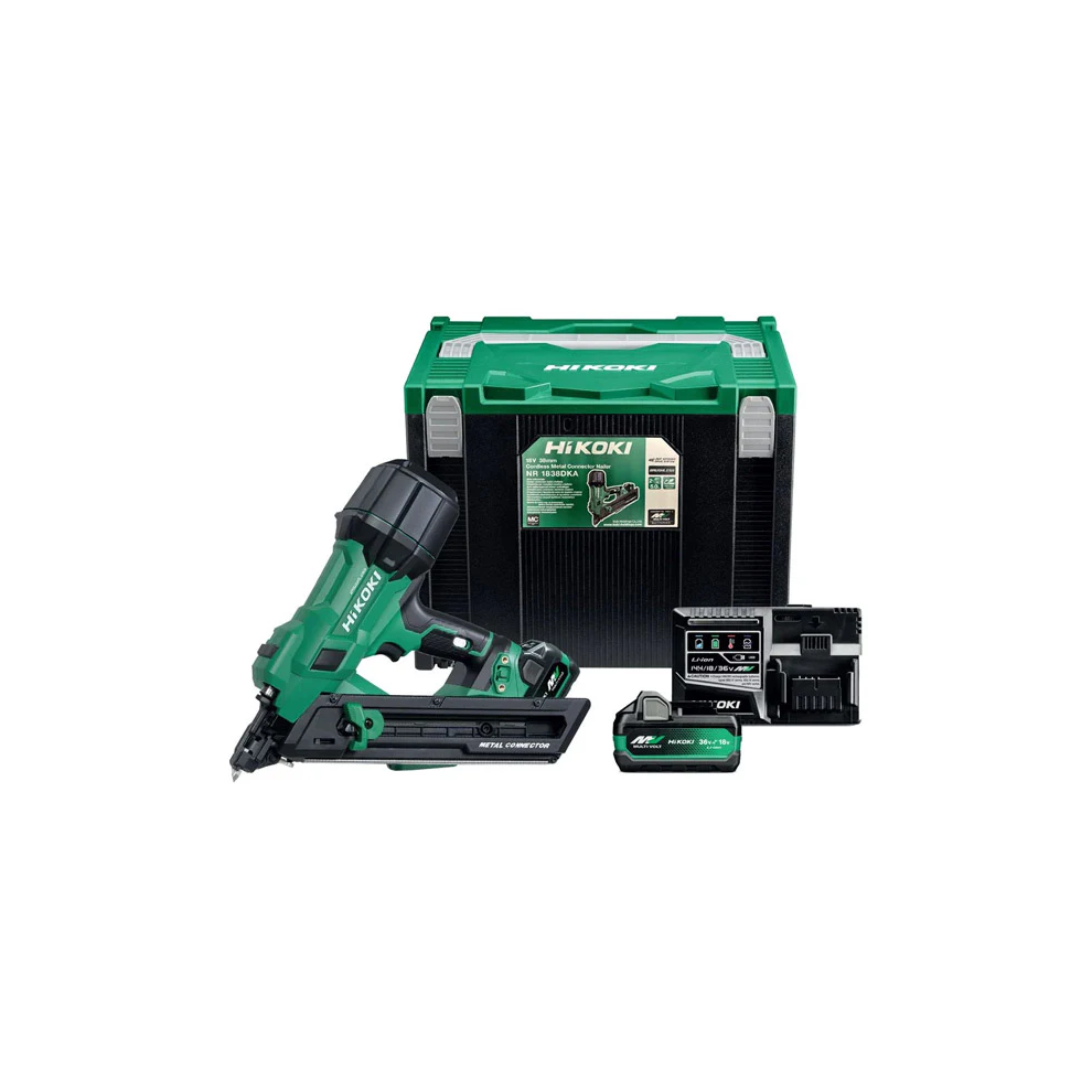 Hikoki Brushless Metal Connector Nailer Kit (2X 5.0Ah) 18V Multi-Volt Nr1838dka 4966376421305