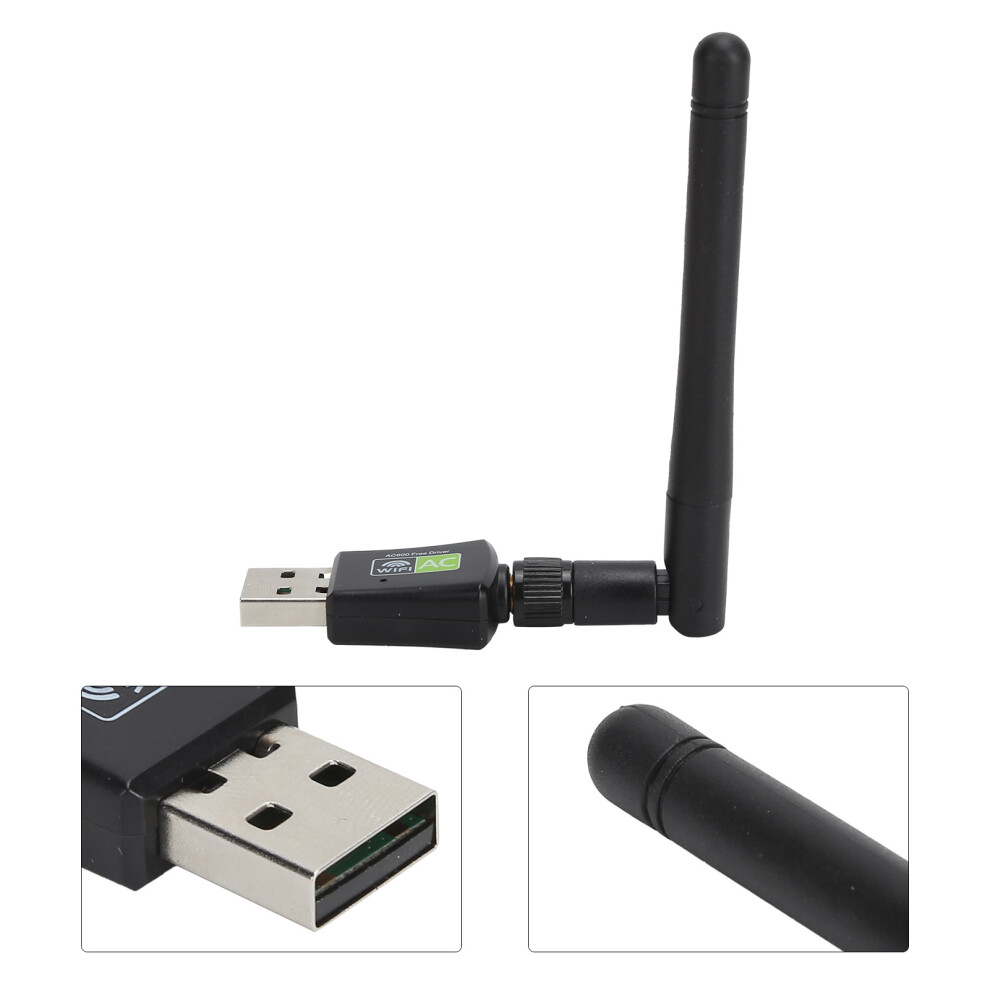 Wireless Usb Receiver 600Mbps Dual Band Ethernet Network Card 2.4Ghz/5Ghz Black 6951390911251