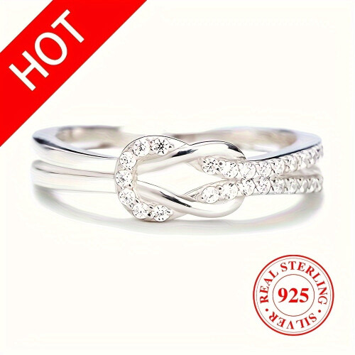 925 Sterling Silver Knot Ring with Zircon 1