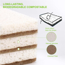 Eco-Friendly Natural Sponges for Dishes 60 Pack - Biodegradable Kitchen Sponge with Compostable Coconut Scrubber