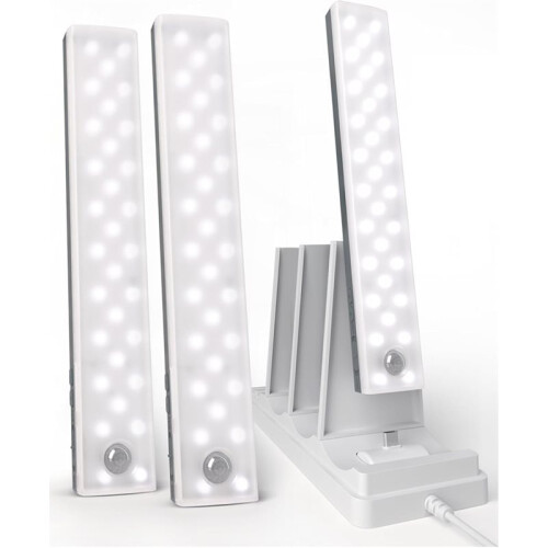 3-Pack Under Cabinet Lighting, Rechargeable Wireless Motion Sensor Lights, 3 Color Temps, Timer, for Kitchen, Closet