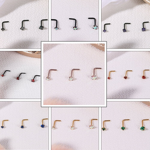 9 τεμάχια 20 γρ. Claw Round Crystal Ring Piercing Μικτού Χρώματος Κυβικό Ζιρκονίου Piercing 1