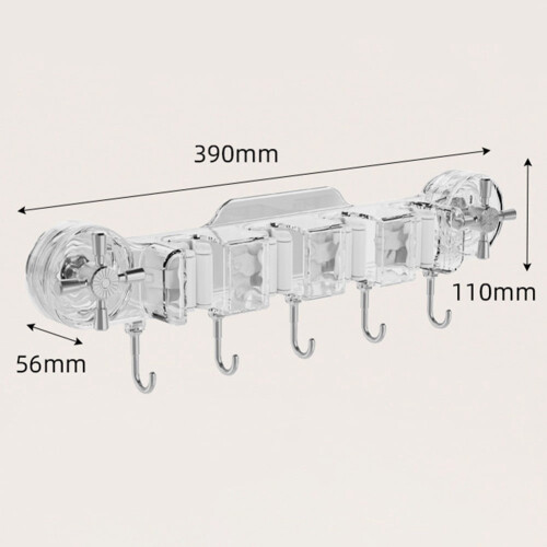 Powerful Suction Mop HookNo Drill Wall Mount for Space-Saving Storage! Transparent 2