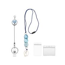 Niedliches Perlen-Lanyard mit Sicherheitsverschluss, verstellbares Silikon-Lanyard für Ausweise und Schlüssel, stilvolles und strapazierfähiges