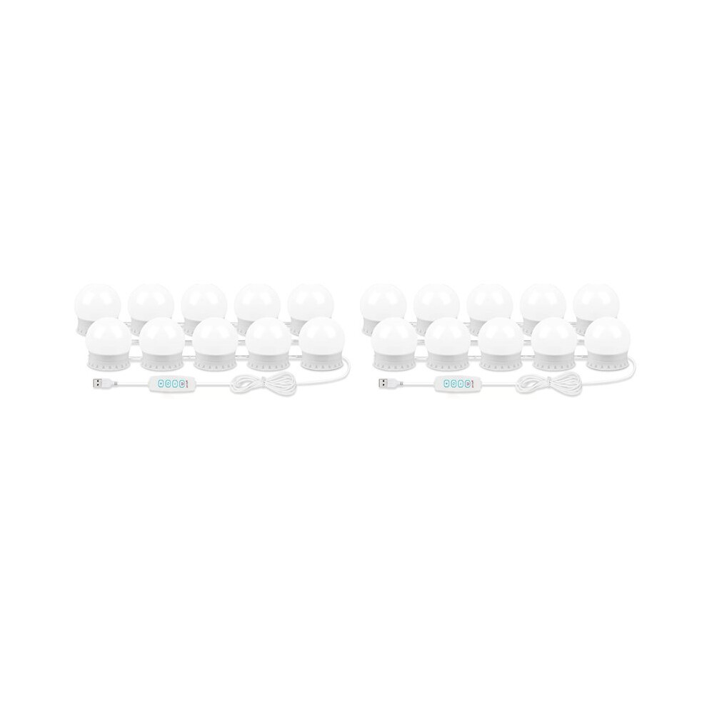 2X LED Vanity Lights for Mirror, Vanity Lights Stick  with 10 Dimmable Bulbs, USB Cable Mirror Lights