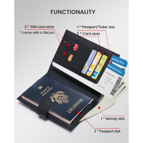 Λεπτή θήκη διαβατηρίου RFID για γυναίκες – Συμπαγές δερμάτινο πορτοφόλι με 1
