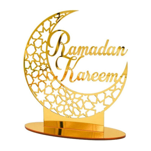 3Pcs Acrílico Eid Mubarak Decoração de Mesa, Ramadan Moon Night Light, Ramadan Mubarak Decoração, Estrela da Lua Ramadan 1