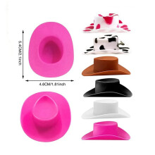 60Pcs Western Cowboy Cowgirl Hat,Miniature Cute Doll Hat Party Dress,Pretend Dollhouse Decoration Accessories