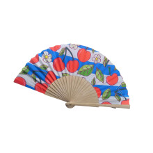 Lemon Cherries Print Fabric and Wood Frame Folding Fan for-1