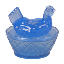 Resin Hen Candy Dish,Decorative Covered Candy Bowl with-Blue