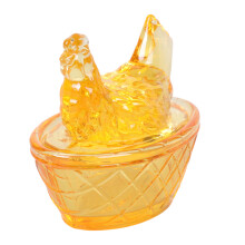 Easter Glass Hen Sculpture Ornament with Removable Lid-Amber