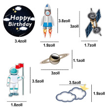 Toppers decorativos para bolo com tema espacial, em vinil de alta qualidade com desenhos de astronautas, foguetes e planetas. Padrões requintados