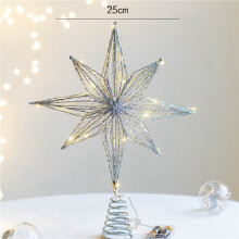 2X Cime D'Arbre de Noël Lampe LED Étoile Décorations de Noël pour Ornements D'Arbre Lumière D'Arbre Étoile à Huit Branches, Argent