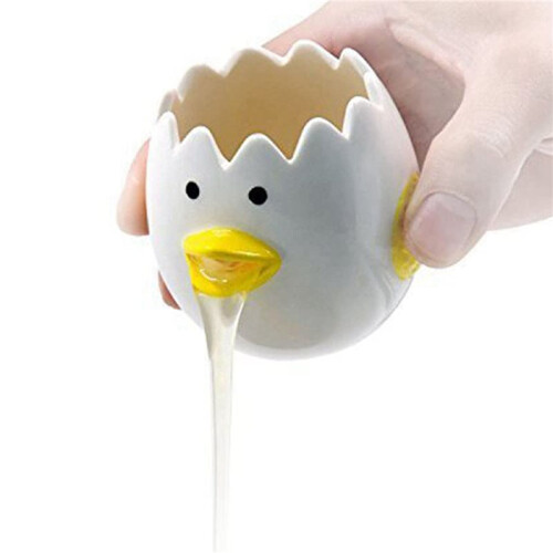 2X Cute Egg Separator, Ceramics Vomiting Chicken Egg Yolk White Separator, Practical Household Small Egg Filter Splitter 2