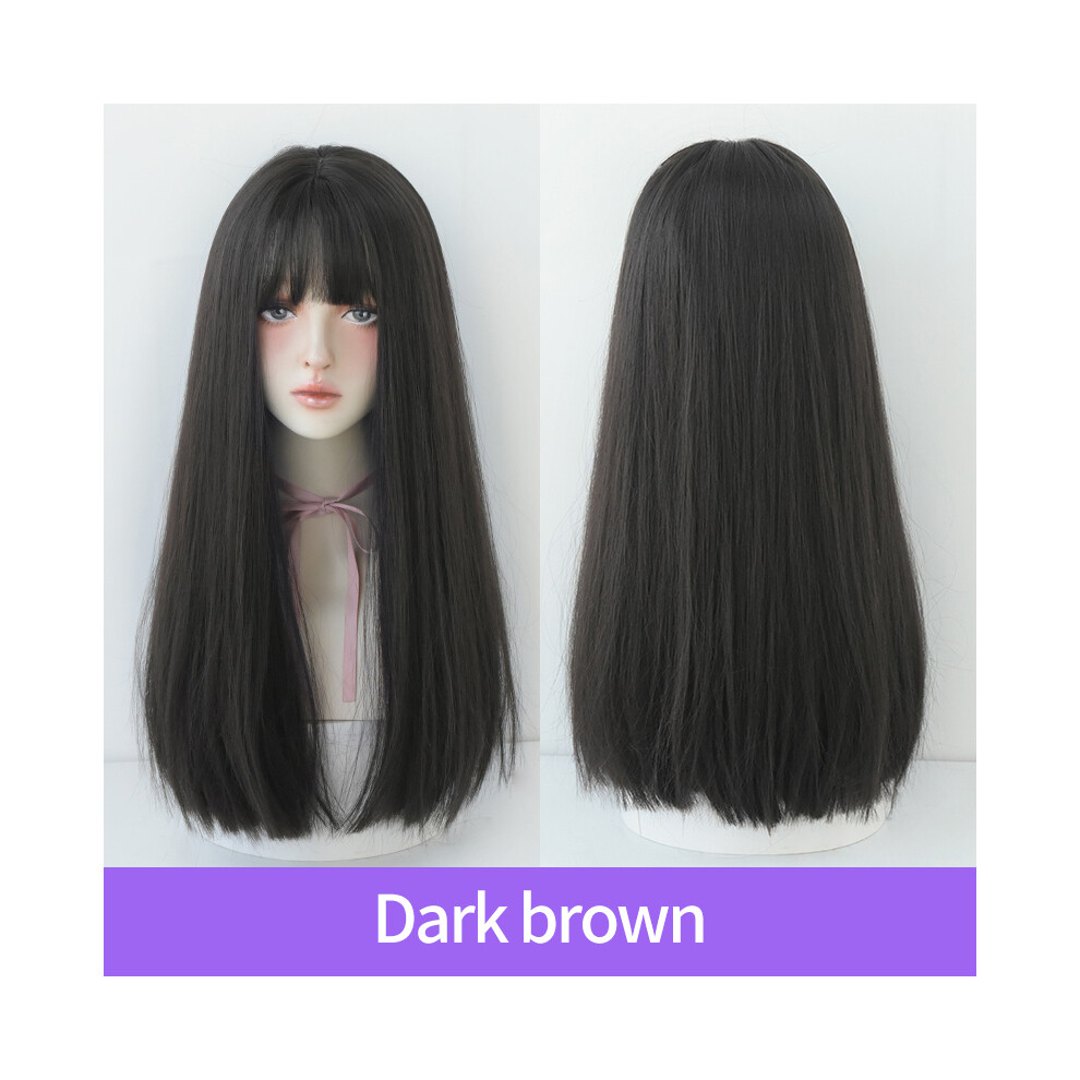 Dachuang Beauty (Tawny) Women\'S Long Straight Synthetic Wig With Bangs
