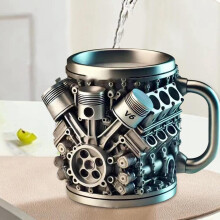 3X V6 Engines Stainless Steel Cup Coffee Mug, Car Engine Coffee Cup with Insulated Handle for Car Lovers Gift