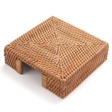 2X Porte-Serviettes Carré en Rotin, Panier à Serviettes en Osier pour Cuisine, Porte-Serviettes Plats pour Serviettes en Papier, Porte-Serviettes