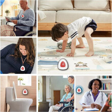 Drahtloses Pflegepersonal-Pagersystem mit IP55 Wasserdichtem SOS-Notrufknopf für Zuhause/Senioren/Patienten - EU-Stecker