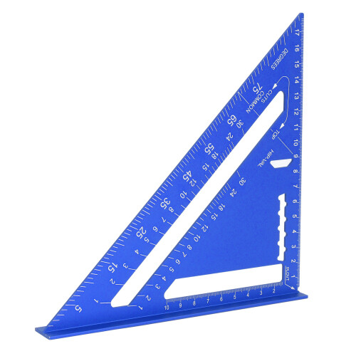 7 Inch Aluminum Rafter Square Double Scale Blue Carpenter Angle Ruler
