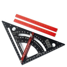 7 Inch Adjustable Carpenter Square Rafter Ruler with 2 Pencils, Aluminum & Wood