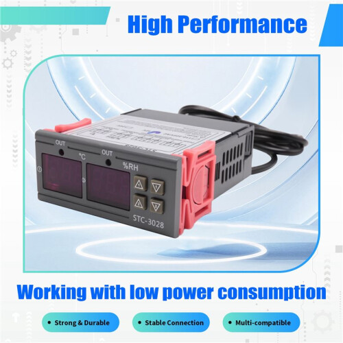 12V Dual Digital Thermostat Temperature Humidity Control Thermometer Hygrometer Incubator Controller STC-3028