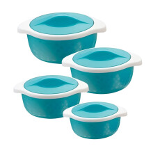 4Set Hot Pot Food Warmer Set Insulated Casserole Serving Dish Container Round Turquoise