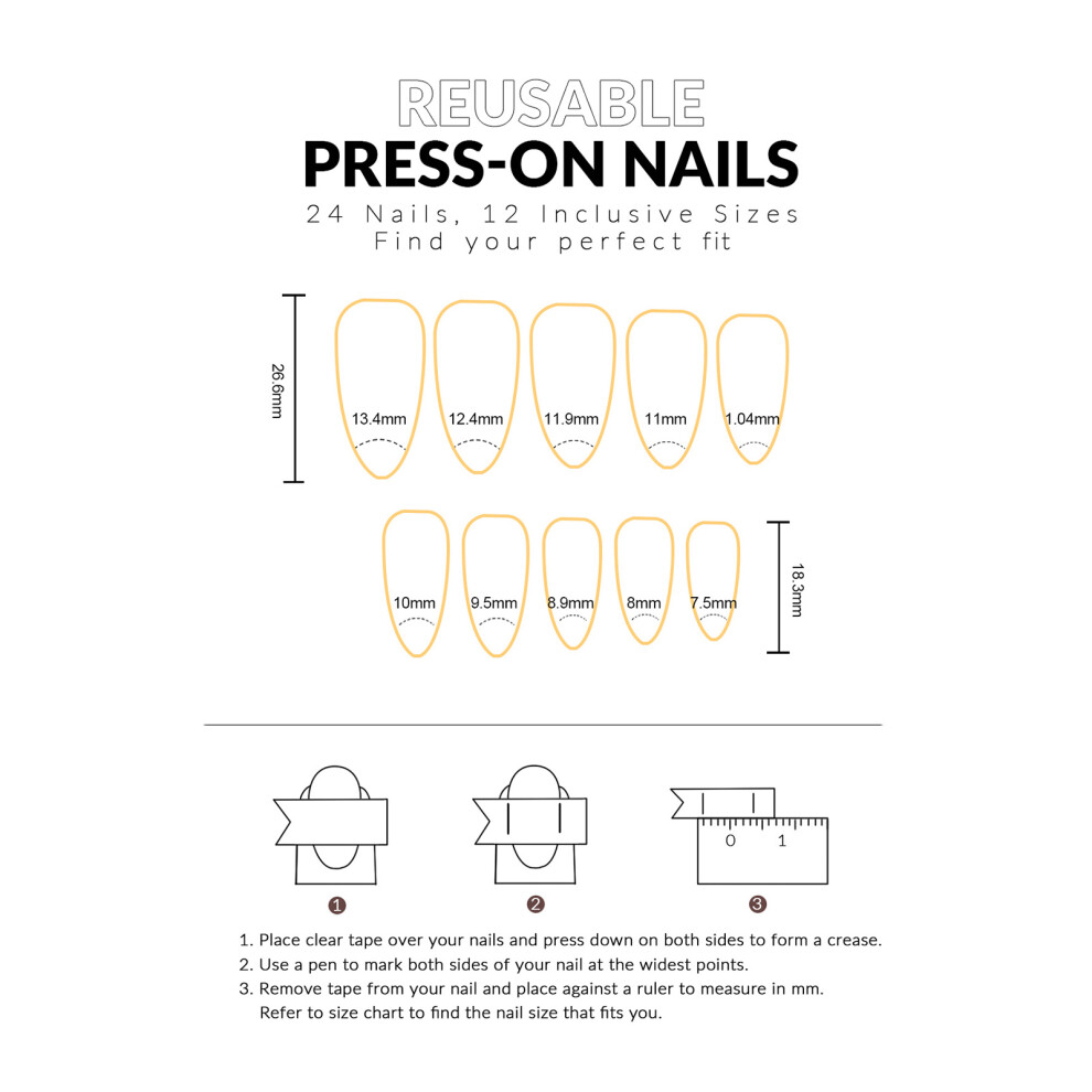 Dcph-Clothing 24Pcs Heart & Bow Press-On Nails For Women