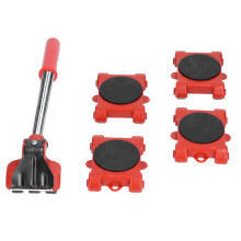 5Pcs Red Heavy Duty Furniture Moving Lifter, Adjustable Steel Base