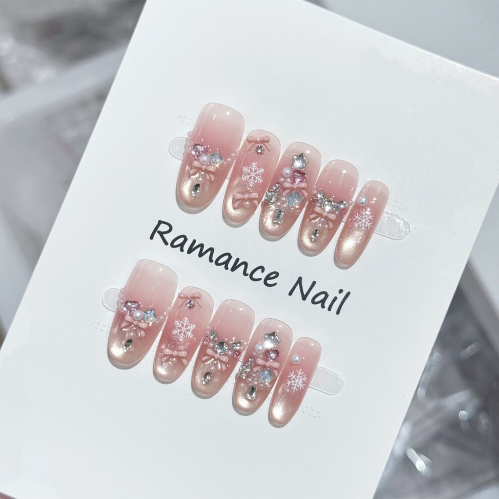 Roc-Electron (L) Christmas Glitter Press On Nails, 10Pcs