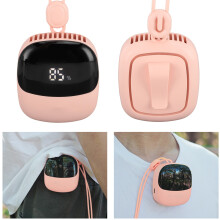 Pink USB Neck Fan Portable Handheld Cooling Necklace Fan 500mAh 3-Speed