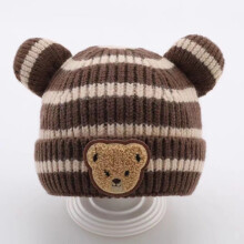(Khaki) Winter Bear Ears Skull Cap for Toddlers 0-3