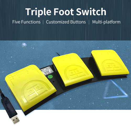 USB Triple Foot Switch Control 375*150*46mm, Custom Shortcut Keys