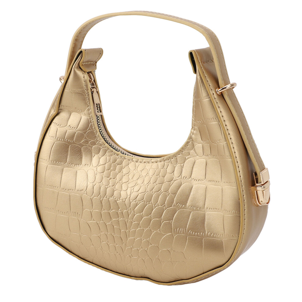 WomenâS Faux Pu Single Shoulder Top Handle Purse Bag French Minimalist Style Gold 9301390922684