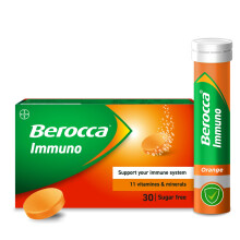 Berocca Immuno Effervescent Tablets, 11 Vitamins and Minerals,