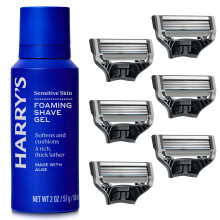 Harry's Original Razor Blades Refill and Foaming Shave Gel (6) Refillls with
