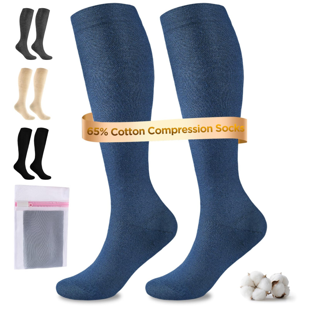 Niofind Compression Socks For Women & Men, 15Â20 Mmhg Knee High Cotton Graduated Support Socks, Travel & Flight Sock For Work, Running, Pregnancy &