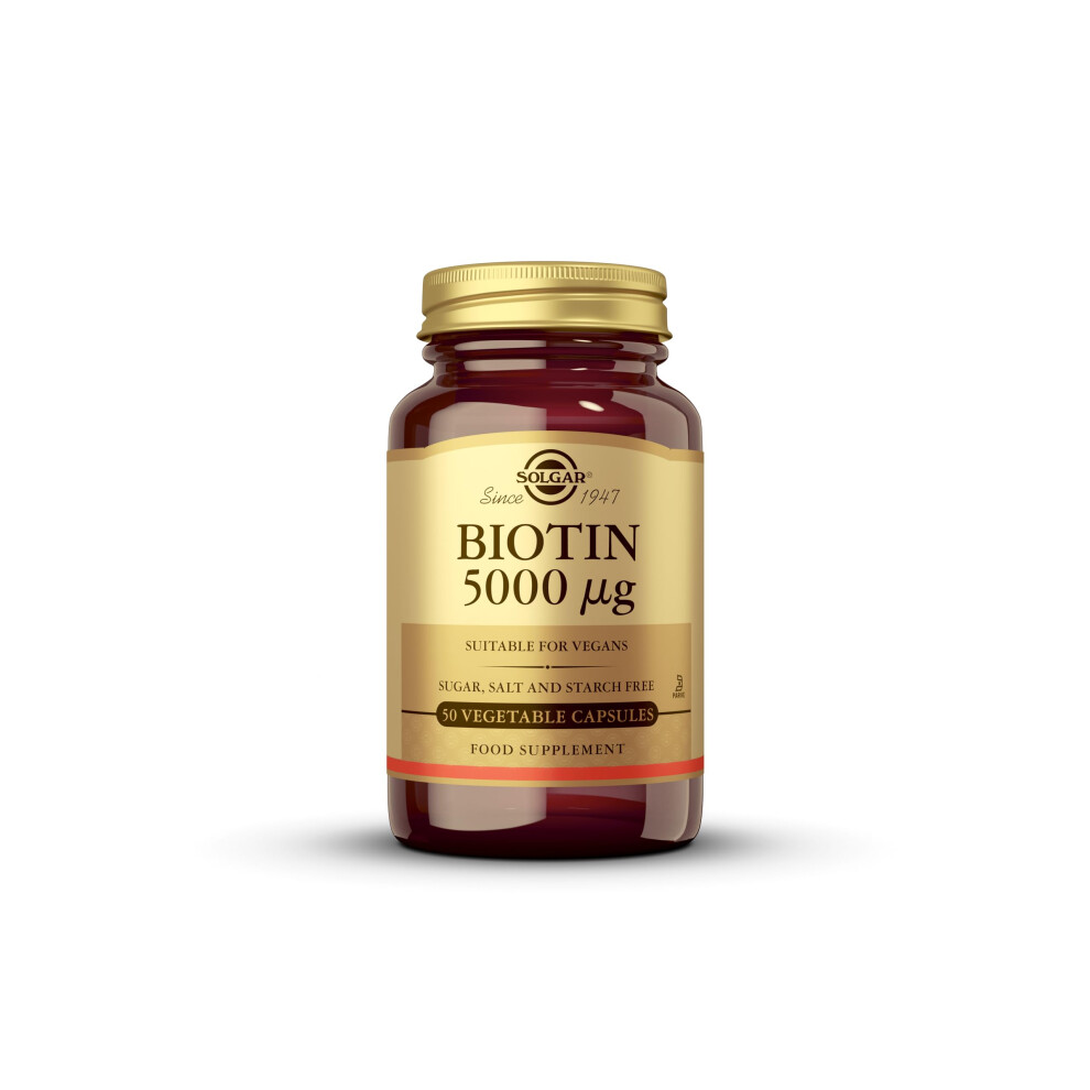Solgar Biotin 5000 Mcg Vegetable Capsules | High Strength Formula | Supports