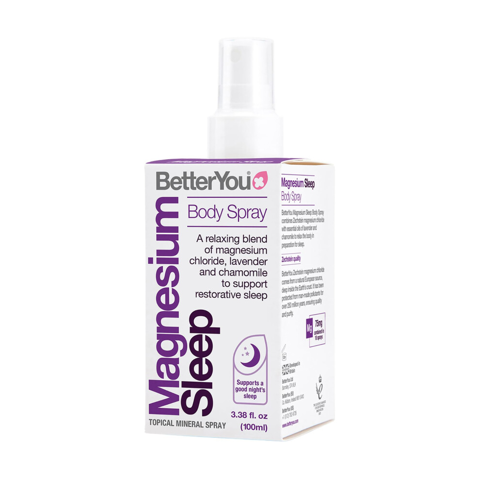Betteryou Magnesium Sleep Body Spray, Made With Zechstein Magnesium Chloride And Essential Oils, Magnesium Supplement, Natural Sleep Aid, Palm-Oil Fr