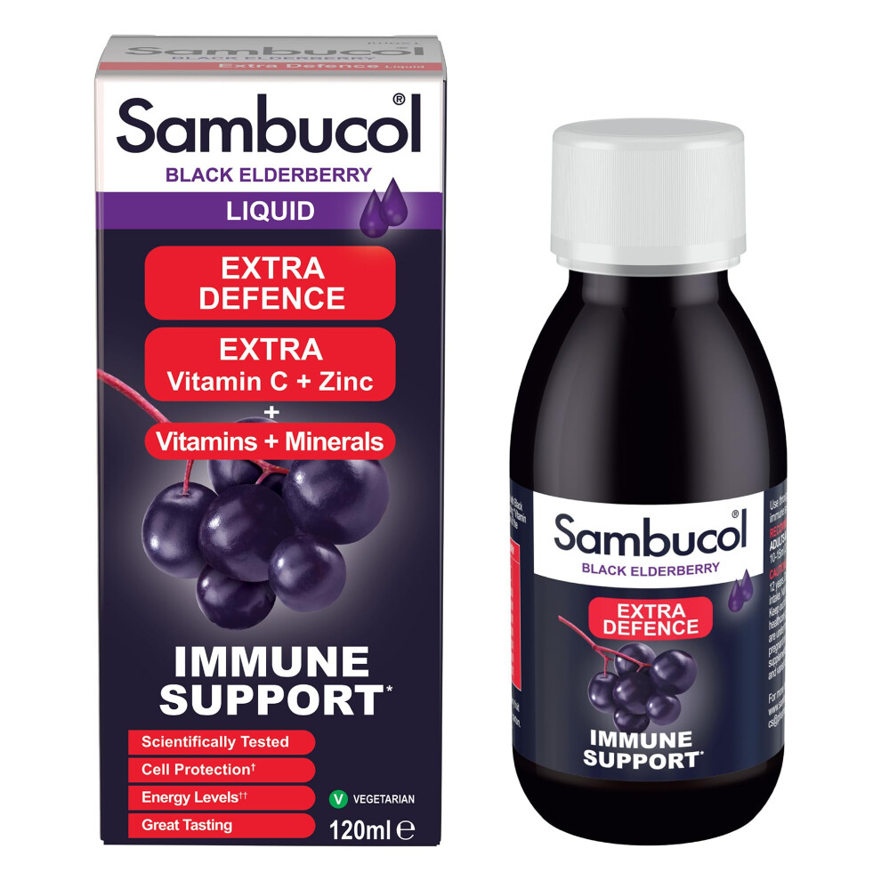 Photos - Hair Product Sambucol Natural Black Elderberry Extra Defence Liquid | Vitamin C, B6 & D | Zin