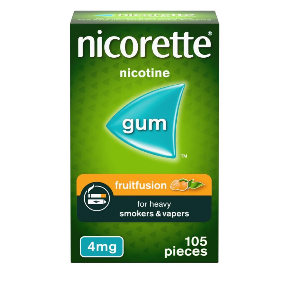 Nicorette Fruitfusion 4Mg Gum (105 Pieces), Discreet Stop Smoking And Stop Vaping Aid, Helps Tackle Cravings And Withdrawal Symptoms, Nicotine Gum Wi