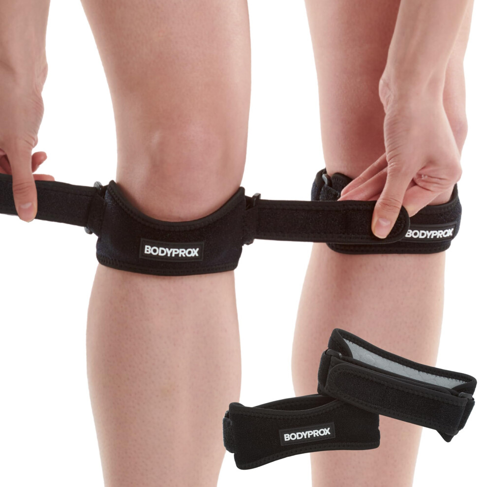 Bodyprox Patella Tendon Knee Strap 2 Pack, Knee Pain Relief Support Brace For Hiking, Soccer, Basketball, Running, Jumpers Knee, Tennis, Tendonitis,