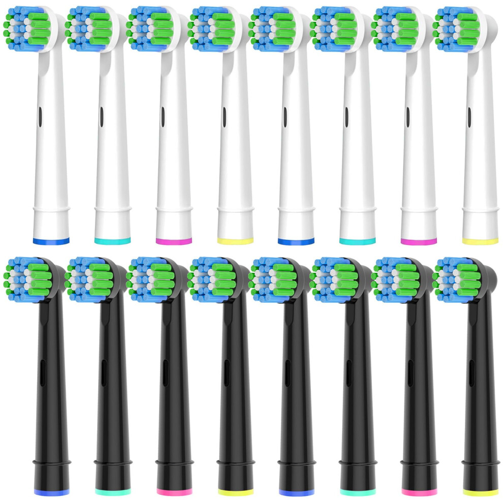 Betterchoi White/Black Oral B Compatible Toothbrush Heads, 16Pcs Replacement Brush Heads For Most Braun Oral B Electric Toothbrushes, 8Pcs And 8Pcs