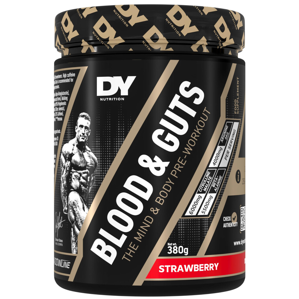 Dy Nutrition - Blood & Guts Pre Workout Powder, 380G - High Strength Preworkout With 350Mg Caffeine, Citrulline Malate, Beta Alanine, Arginine Akg, L