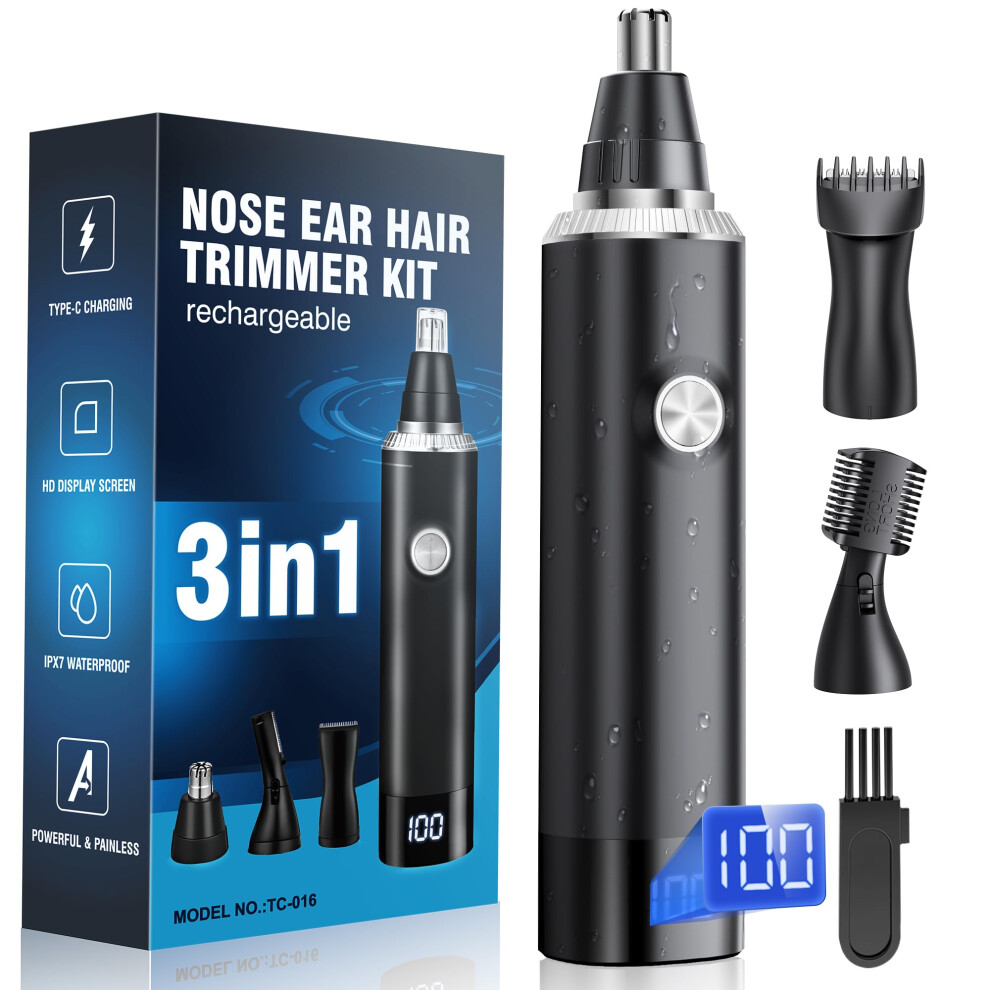 Photos - Hair Clipper Rechargeable Nose Hair Trimmer for Men and Women, 3-in-1 Professional Painless E