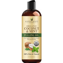 Handcraft Blends Coconut Oil Pulling for Teeth and Gums with Peppermint Oil - Organic Coconut Oil Pulling Oil Mouthwash for Fresh Breath, Oral Health