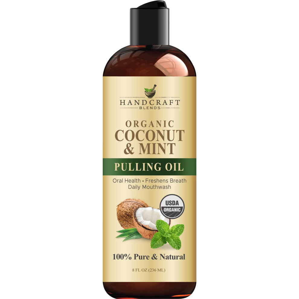 Handcraft Blends Coconut Oil Pulling For Teeth And Gums With Peppermint Oil - Organic Coconut Oil Pulling Oil Mouthwash For Fresh Breath, Oral Health