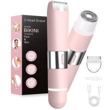Bikini Trimmer Women 2-in-1 Facial Hair Remover for Women,USB-C Razors Woman,Dual Head Shaver Woman with Smart Light for Intimate,Lady Shavers for Wom