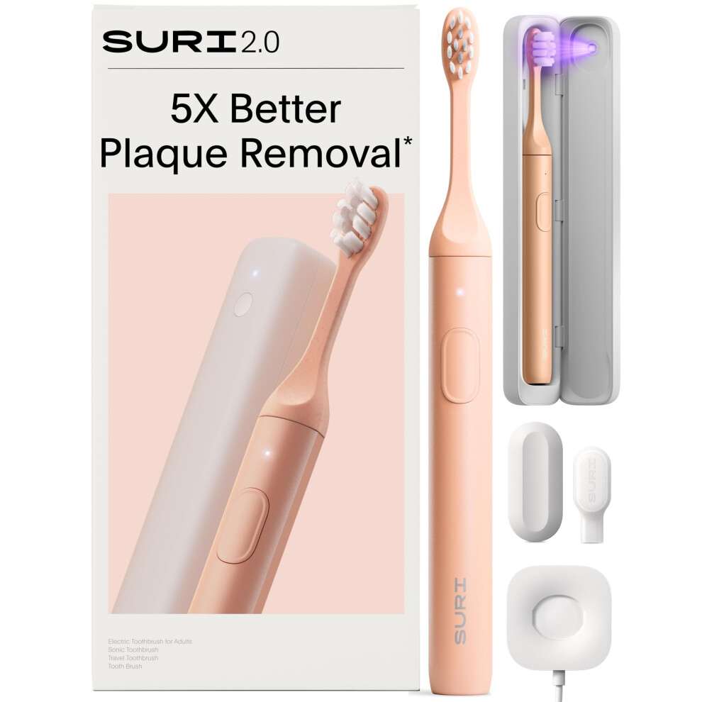 Suri 2.0 New Sonic Electric Toothbrush | Pressure Sensor & Uv-Cleaning Travel Case | 1 Month+ Battery | Designed In London | Electric Toothbrush For