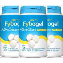 Fybogel Fibre Chews Citrus Flavour, 180 Count (3 Packs of 60) - Chewable Tablets - Relieves Constipation, Supports Digestive Health, Promotes Regulari